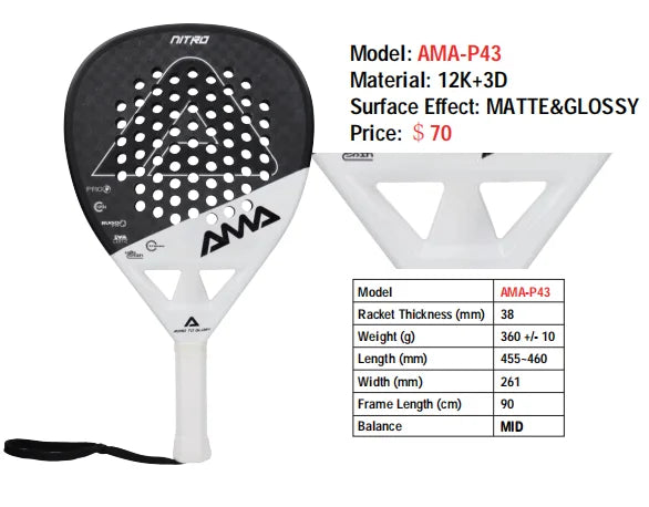 AMASPORT Carbon Padel Racket